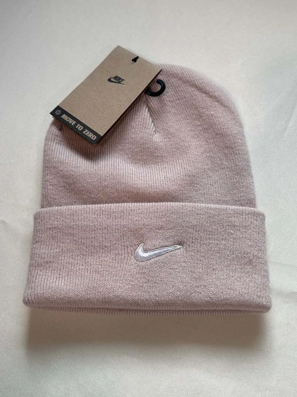 Nike Light Pink Soft Knit Cuffed Beanie Minimalist Athleisure Streetwear Cozy